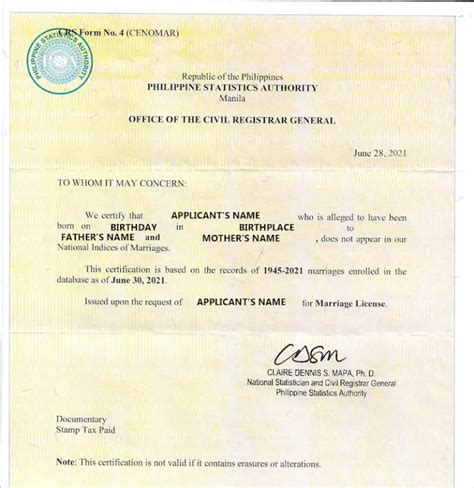 psa cenomar|Request CENOMAR Certificate Online .